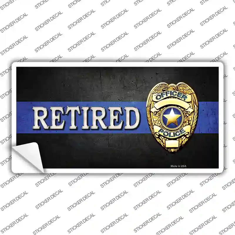 LP-8540s-S Retired Police Thin Blue Line Novelty Sticker Decal - Small