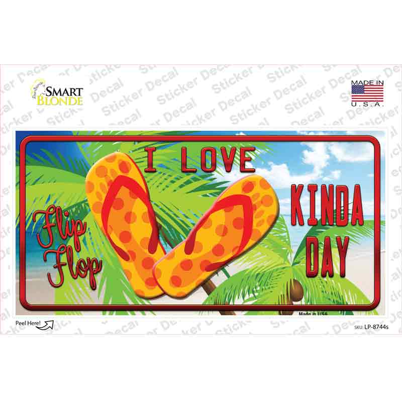 LP-8744s-M I Love Flip Flop Novelty Sticker Decal - Medium