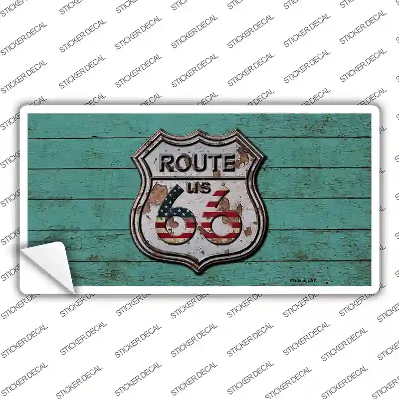 LP-8774s-L Route 66 Rusty on Wood Novelty Sticker Decal - Large