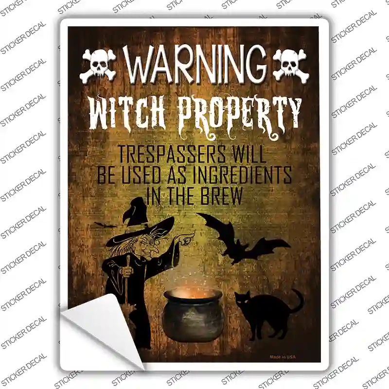 P-1167s-L Witch Property Novelty Rectangle Sticker Decal - Large