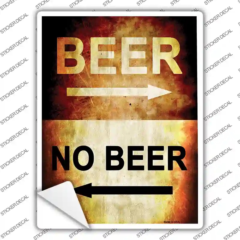 P-1187s-L Beer No Beer Novelty Rectangle Sticker Decal - Large