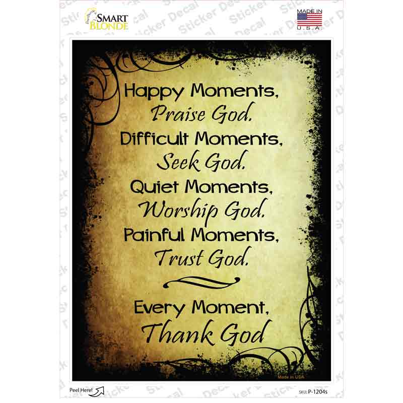 P-1204s-M Happy Moments Novelty Rectangle Sticker Decal - Medium