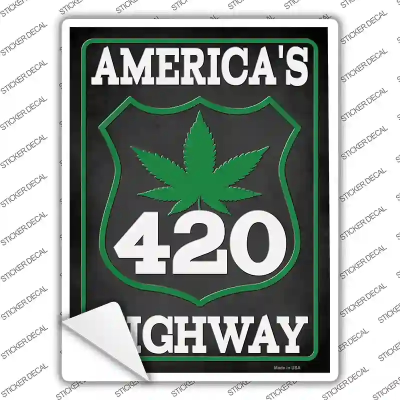 P-4166s-L 420 Americas Highway Novelty Rectangle Sticker Decal - Large