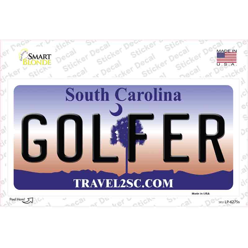LP-6275s-M Golfer South Carolina Novelty Sticker Decal - Medium