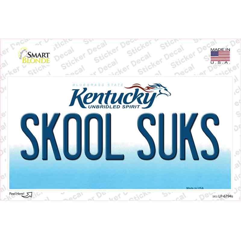 LP-6794s-M Skool Suks Kentucky Novelty Sticker Decal - Medium