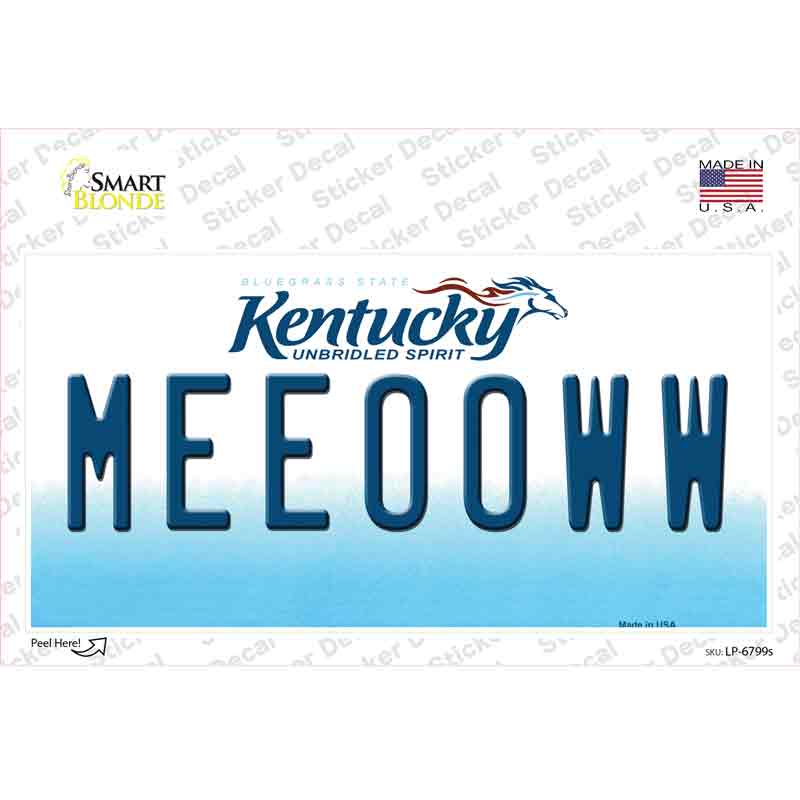 LP-6799s-M Meeooww Kentucky Novelty Sticker Decal - Medium