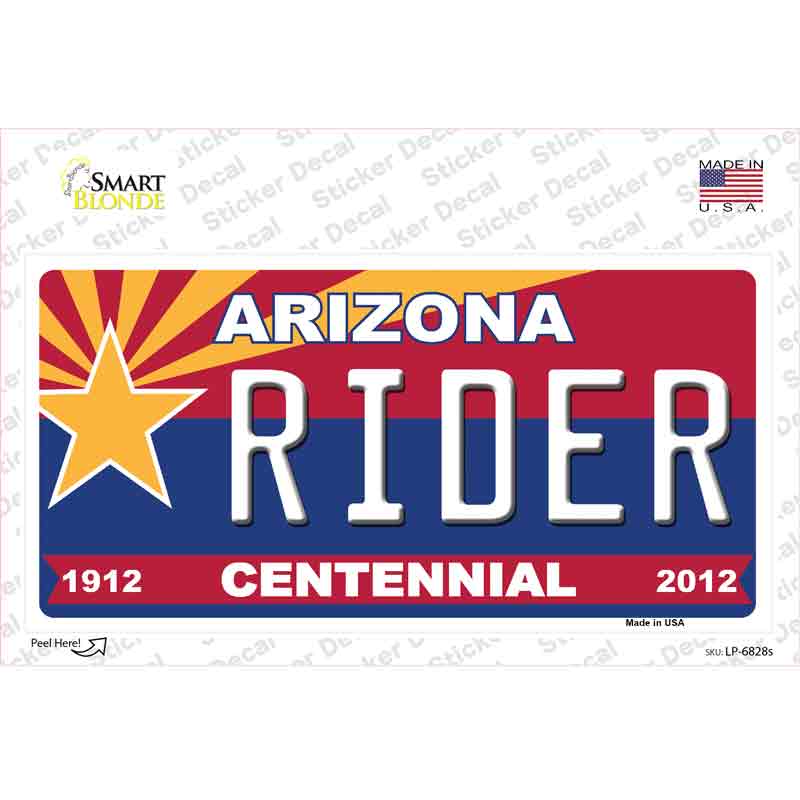 LP-6828s-M Arizona Centennial Rider Novelty Sticker Decal - Medium