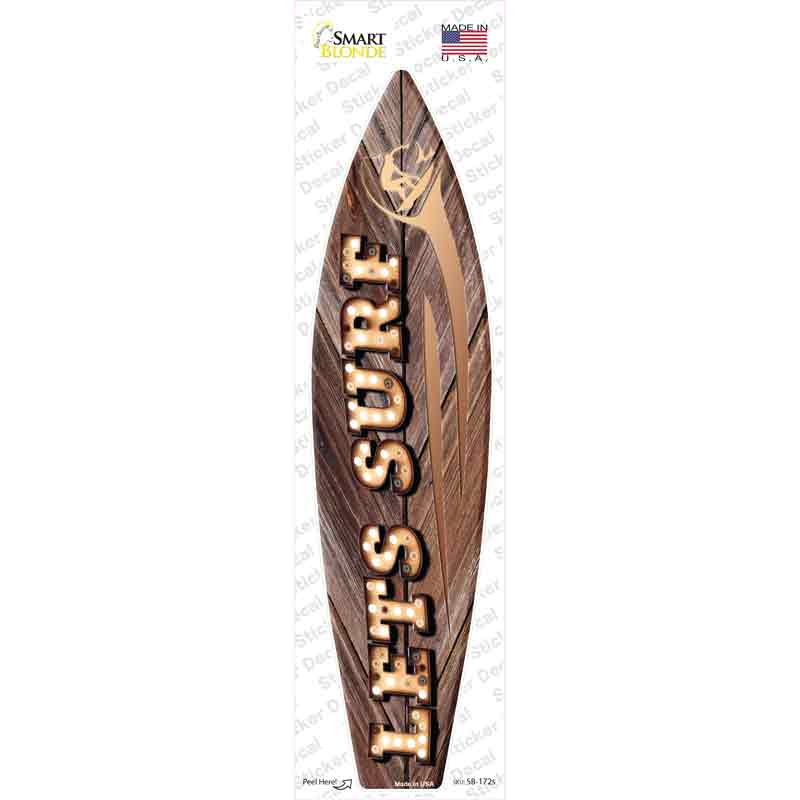 SB-172s-M Lets Surf Bulb Lettering Novelty Surfboard Sticker Decal - Medium
