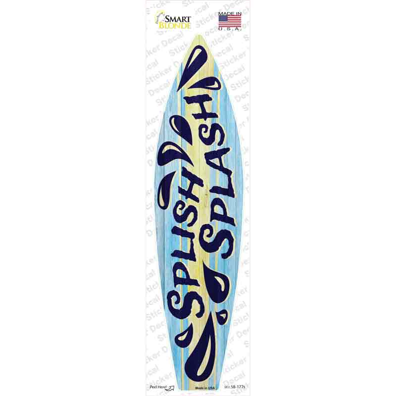 SB-177s-M Blue Splish Splash Novelty Surfboard Sticker Decal - Medium