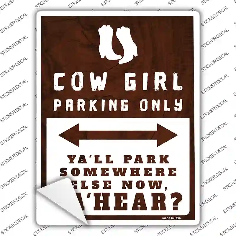 P-2304s-L Cowgirl Parking Novelty Rectangle Sticker Decal - Large