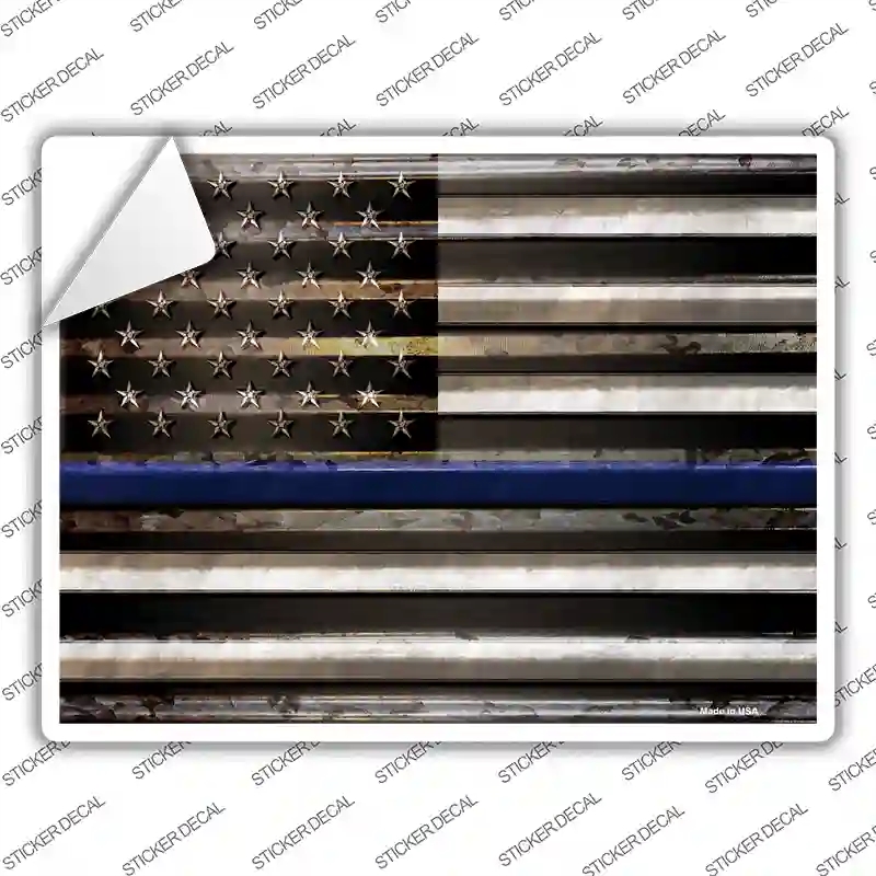 P-2310s-S American Flag Thin Blue Line Novelty Rectangle Sticker Decal - Small