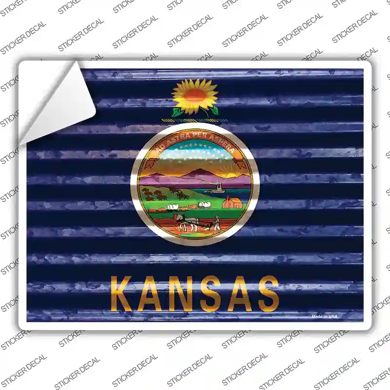 P-2330s-L Kansas Flag Novelty Rectangle Sticker Decal - Large
