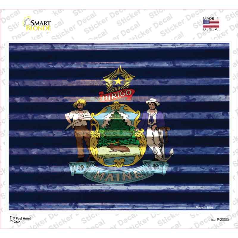 P-2333s-M Maine Flag Novelty Rectangle Sticker Decal - Medium