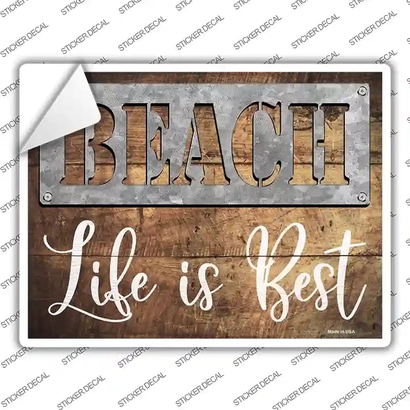 P-2508s-L Beach Life is the Best Novelty Rectangle Sticker Decal - Large