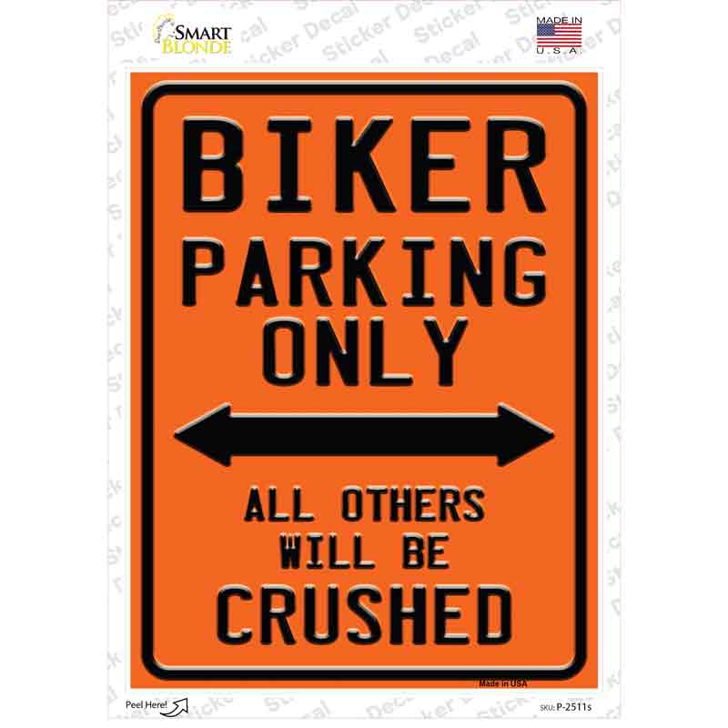 P-2511s-M Biking Only Novelty Rectangle Sticker Decal - Medium
