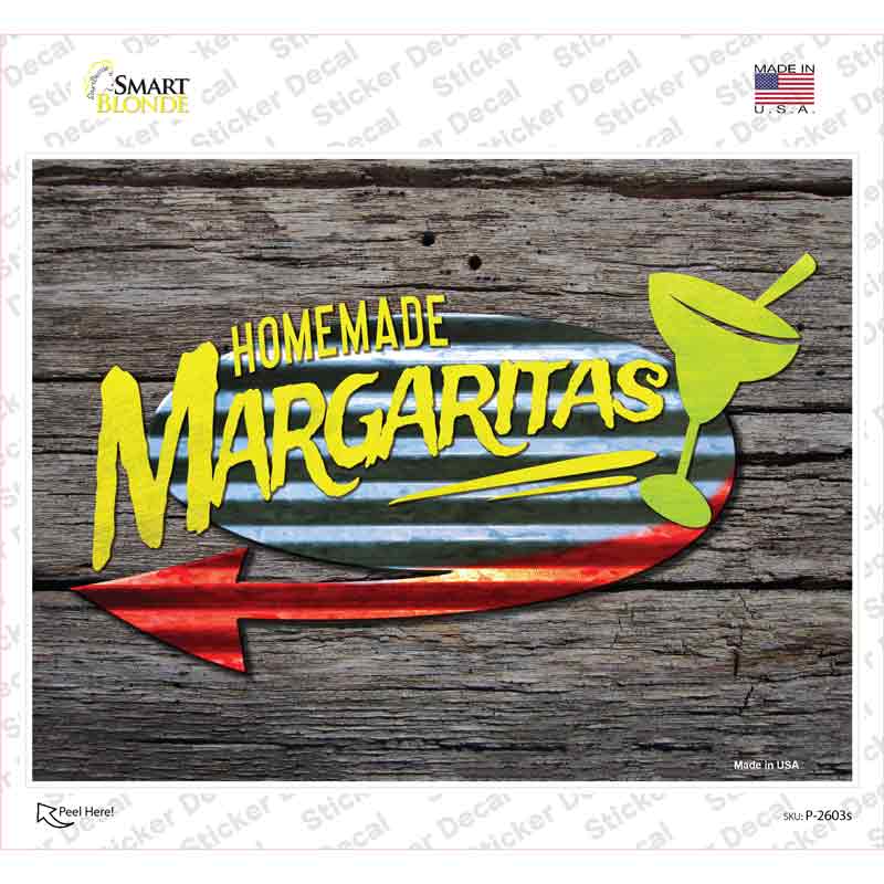 P-2603s-M Homemade Margaritas Novelty Rectangle Sticker Decal - Medium