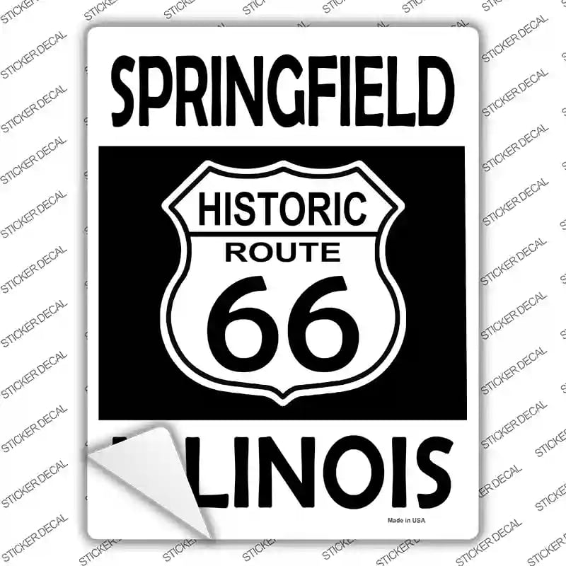 P-2777s-L Springfield Illinois Historic Route 66 Novelty Rectangle Sticker Decal - Large