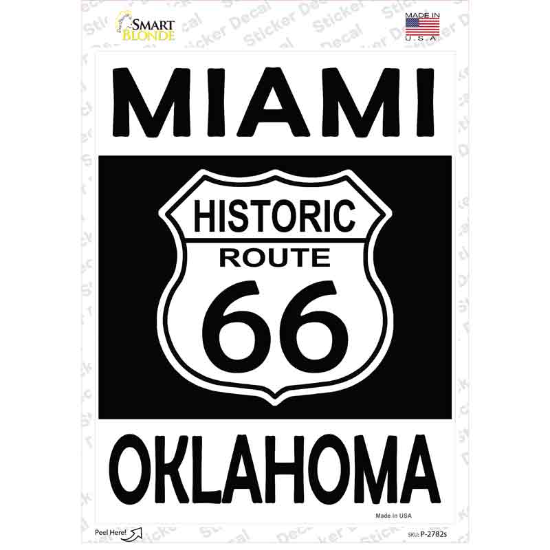 P-2782s-M Miami Oklahoma Historic Route 66 Novelty Rectangle Sticker Decal - Medium