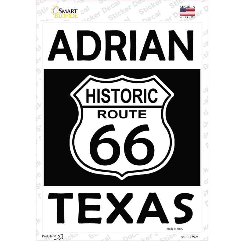 P-2792s-M Adrian Texas Historic Route 66 Novelty Rectangle Sticker Decal - Medium