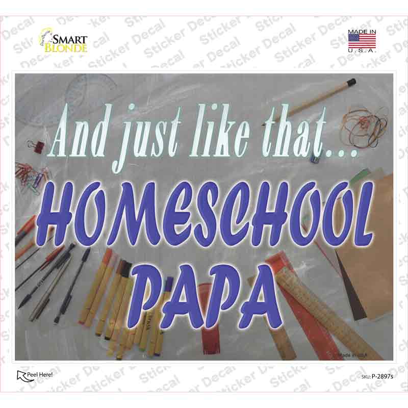 P-2897s-M Homeschool Papa Novelty Rectangle Sticker Decal - Medium