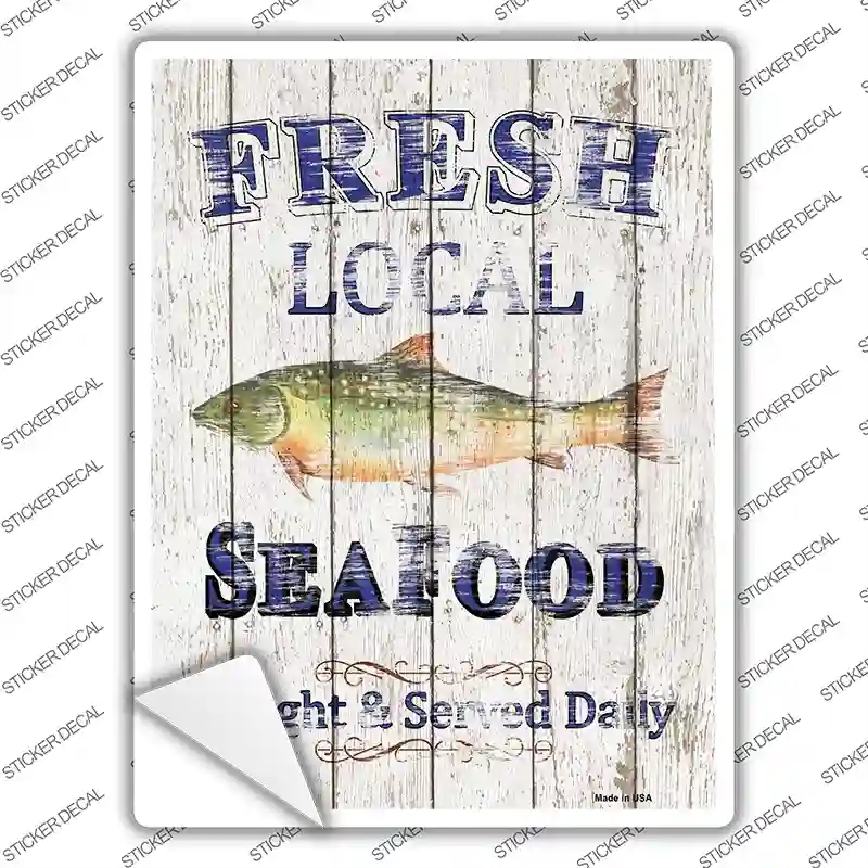 P-2969s-S Fresh Local Seafood Novelty Rectangle Sticker Decal - Small