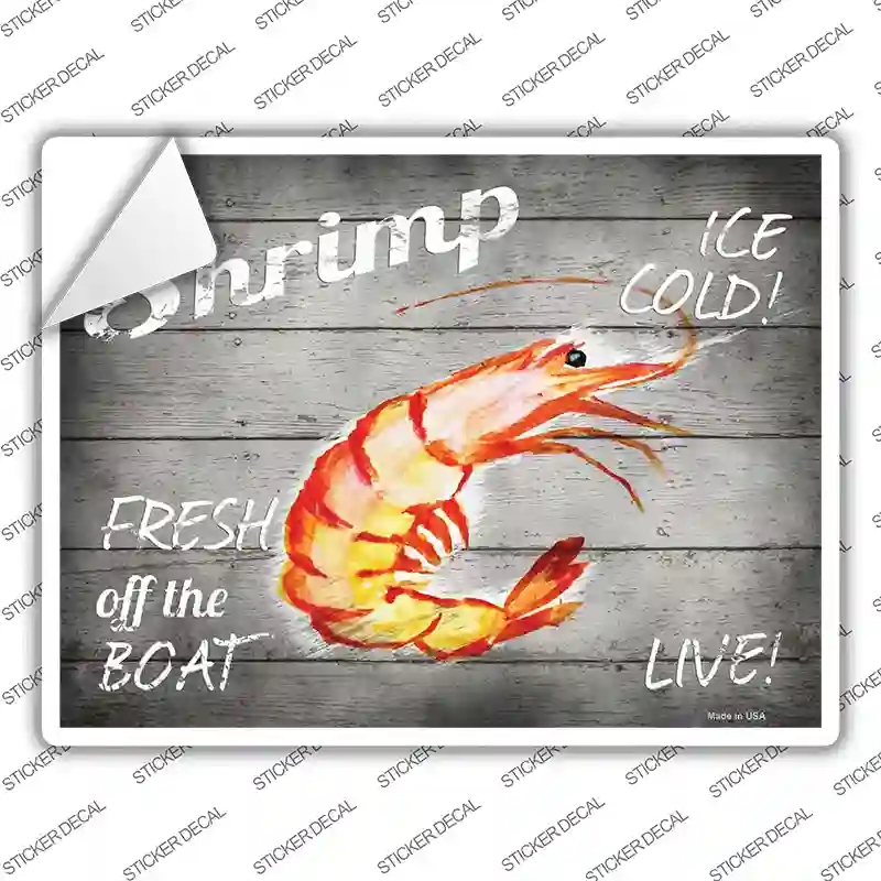 P-2973s-S Shrimp Fresh off the Boat Novelty Rectangle Sticker Decal - Small