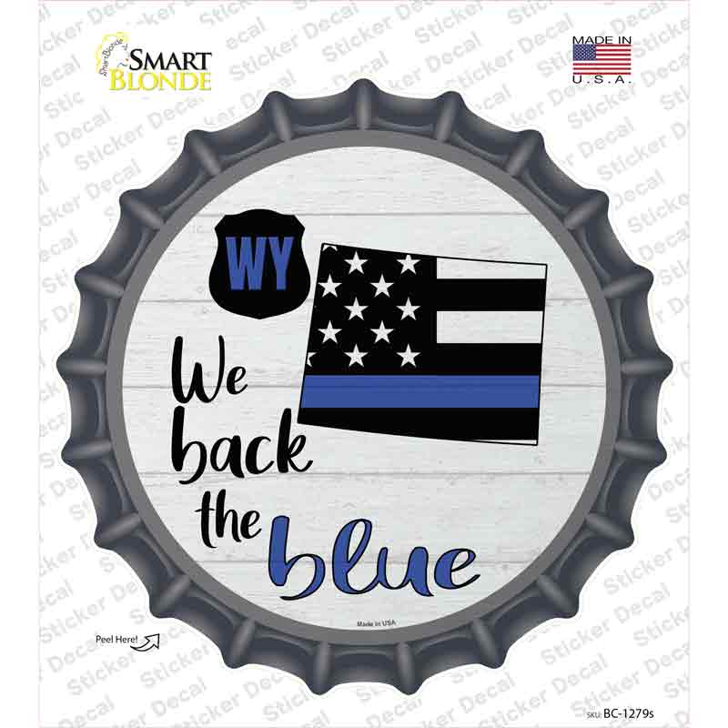 BC-1279s-M Wyoming Back the Blue Novelty Bottle Cap Sticker Decal - Medium