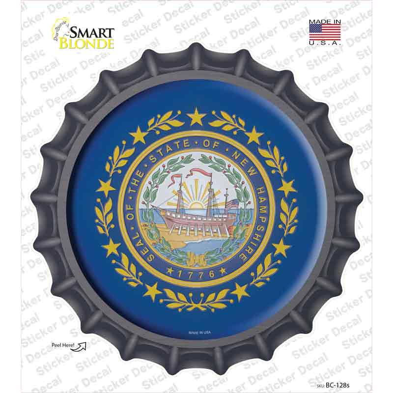 BC-128s-M   Hampshire State Flag Novelty Bottle Cap Sticker Decal - Medium