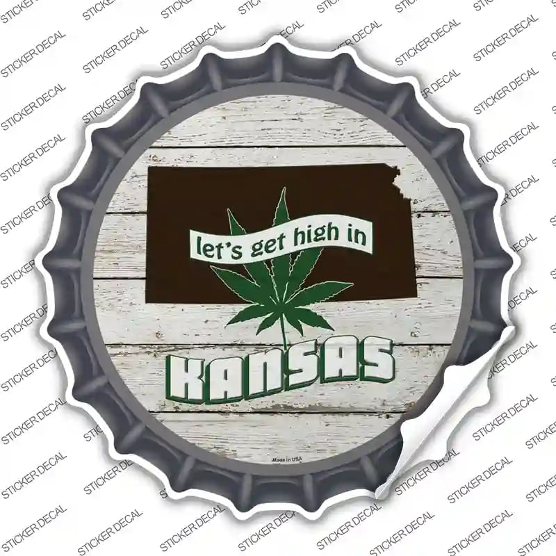 BC-1305s-L Lets Get High in Kansas Novelty Bottle Cap Sticker Decal - Large