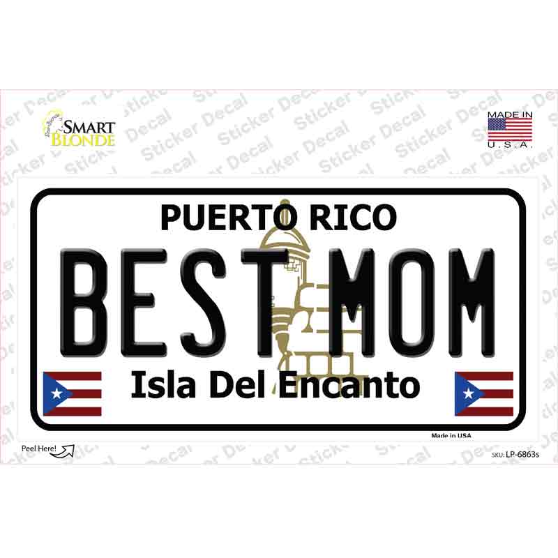 LP-6863s-M Best Mom Puerto Rico Novelty Sticker Decal - Medium