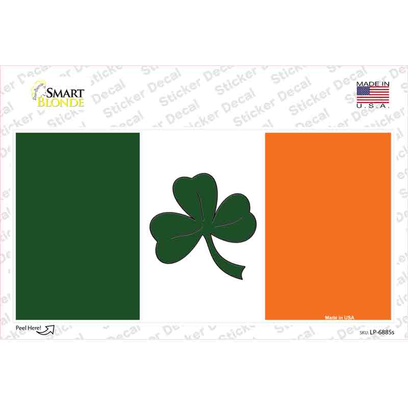 LP-6885s-M Shamrock Irish Flag Novelty Sticker Decal - Medium