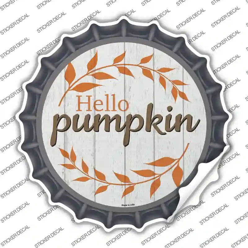 BC-1367s-L Hello Pumpkin Novelty Bottle Cap Sticker Decal - Large