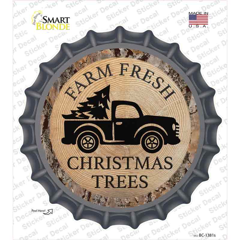 BC-1381s-M Farm Fresh Christmas Trees Novelty Bottle Cap Sticker Decal - Medium