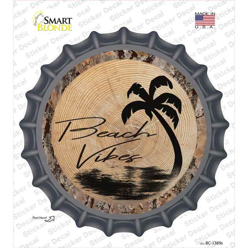 BC-1389s-M Beach Vibes Wood Novelty Bottle Cap Sticker Decal - Medium