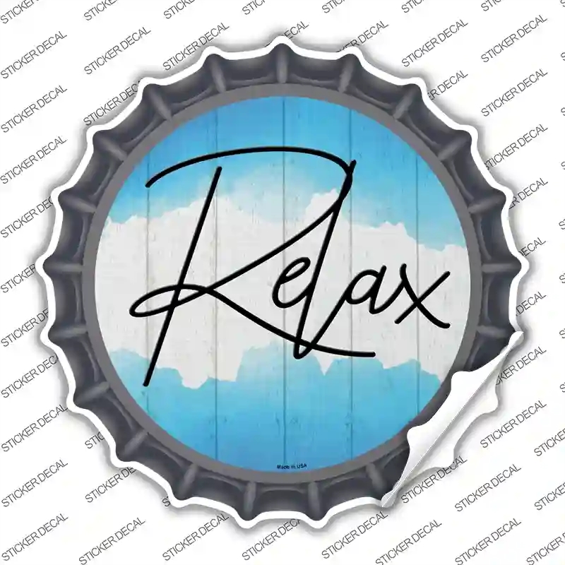 BC-1404s-S Relax Novelty Bottle Cap Sticker Decal - Small