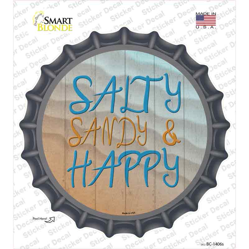 BC-1406s-M Salty Sandy & Happy Novelty Bottle Cap Sticker Decal - Medium