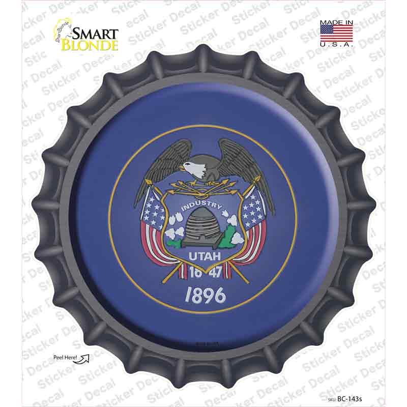 BC-143s-M Utah State Flag Novelty Bottle Cap Sticker Decal - Medium