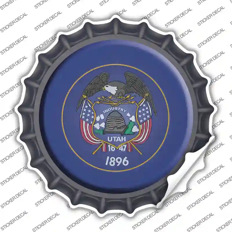BC-143s-S Utah State Flag Novelty Bottle Cap Sticker Decal - Small