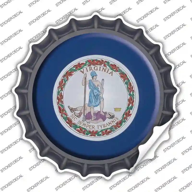BC-145s-XL Virginia State Flag Novelty Bottle Cap Sticker Decal - Extra Large