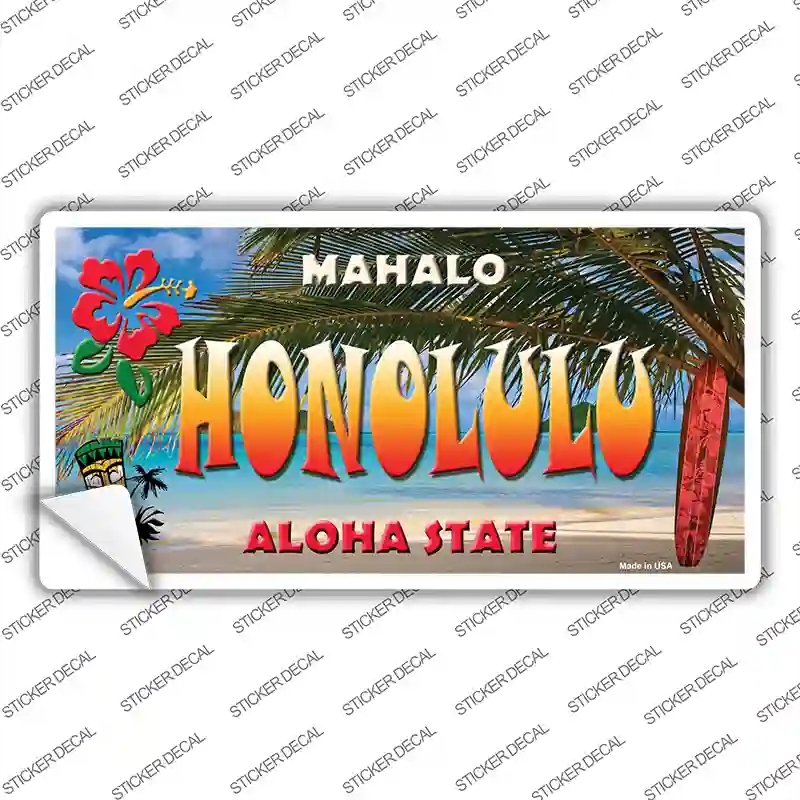 LP-7818s-XL Honolulu Hawaii State Novelty Sticker Decal - Extra Large