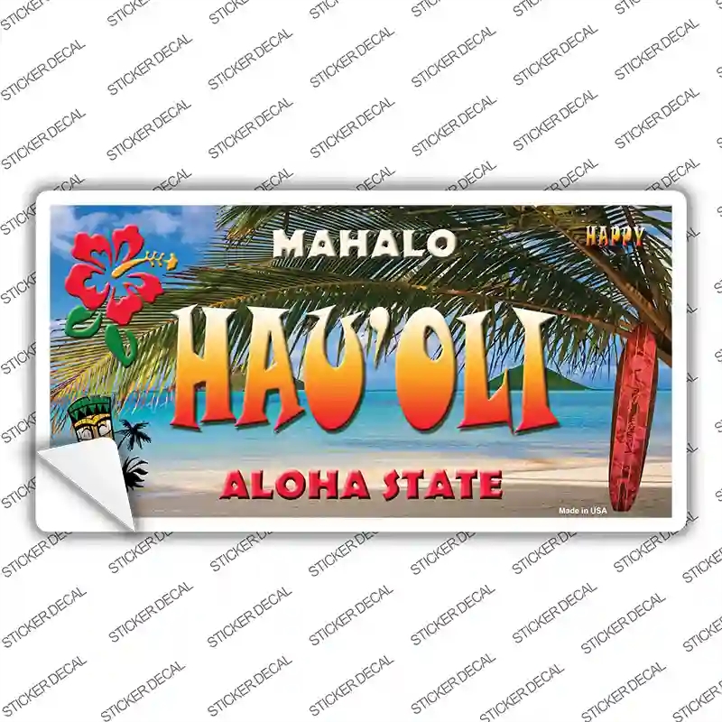 LP-7827s-L Hau Oli Hawaii State Novelty Sticker Decal - Large