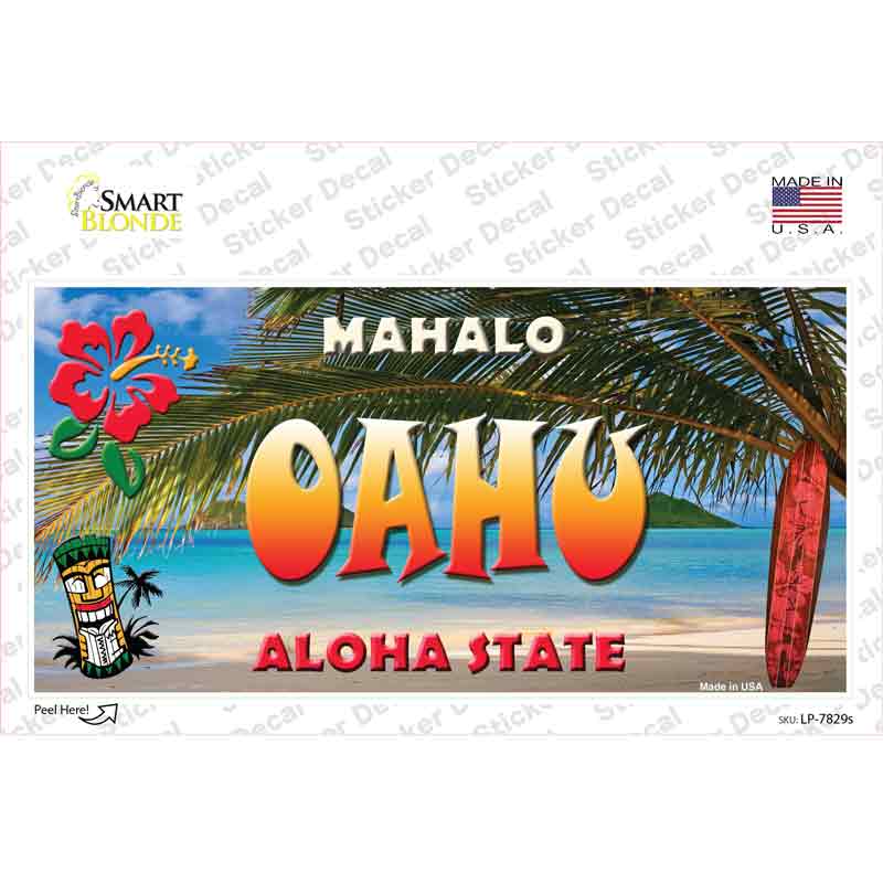 LP-7829s-M Oahu Hawaii State Novelty Sticker Decal - Medium