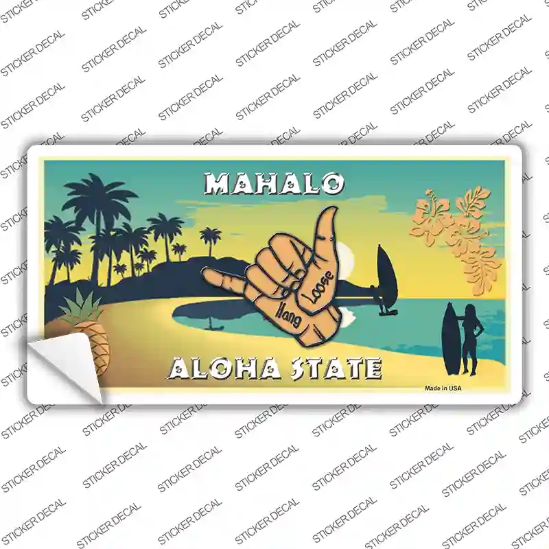 LP-7843s-L Hang Loose Hawaii Pineapple Novelty Sticker Decal - Large
