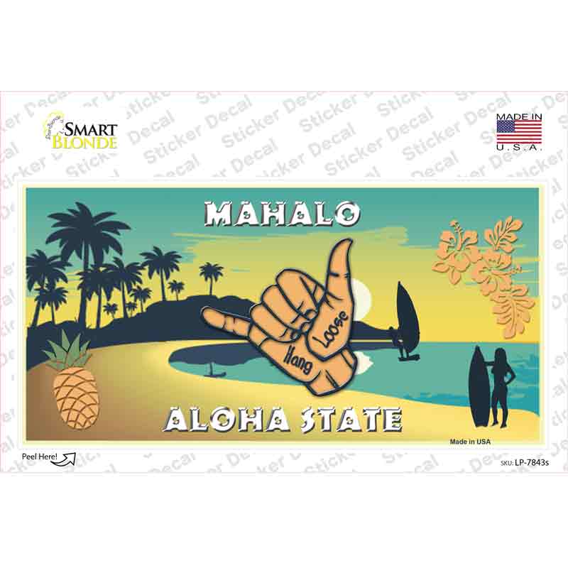 LP-7843s-M Hang Loose Hawaii Pineapple Novelty Sticker Decal - Medium