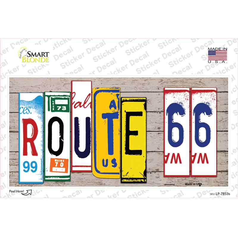 LP-7853s-M Route 66 Art Wood Novelty Sticker Decal - Medium
