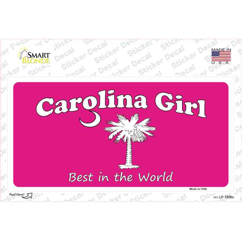 LP-7896s-M Carolina Girl Pink Novelty Sticker Decal - Medium