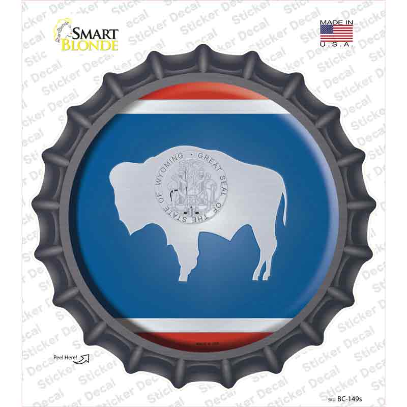 BC-149s-M Wyoming State Flag Novelty Bottle Cap Sticker Decal - Medium