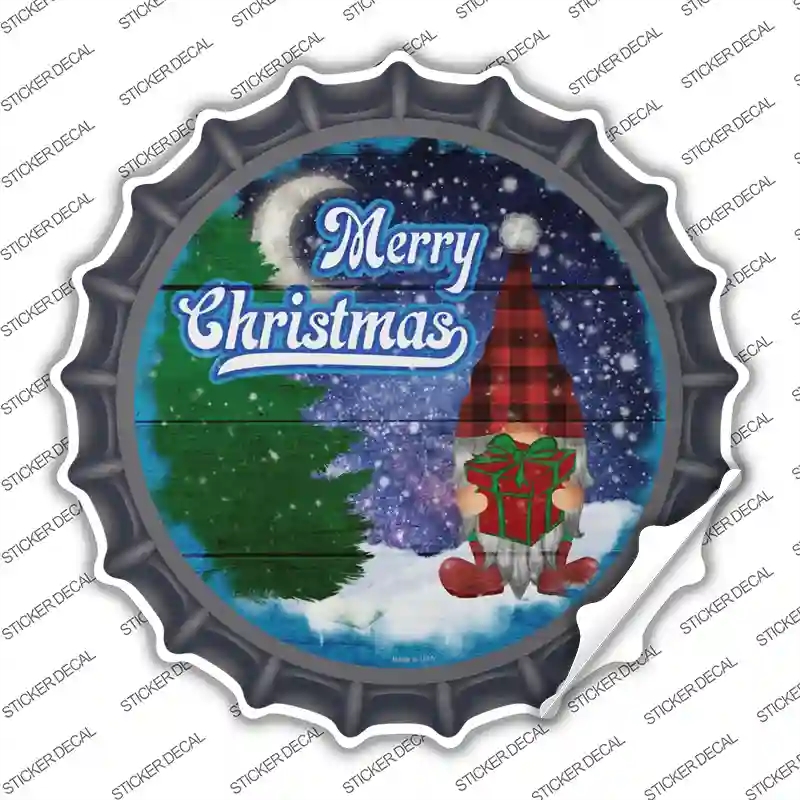 BC-1565s-S Merry Christmas Gnome Novelty Bottle Cap Sticker Decal - Small