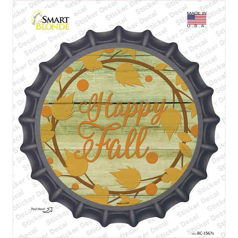 BC-1567s-M Happy Fall with Leaves Novelty Bottle Cap Sticker Decal - Medium