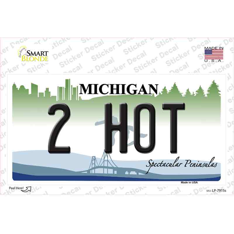 LP-7915s-M 2 Hot Michigan Novelty Sticker Decal - Medium